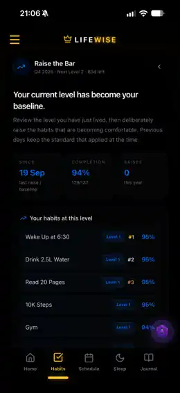 LifeWise Raise the Bar screen