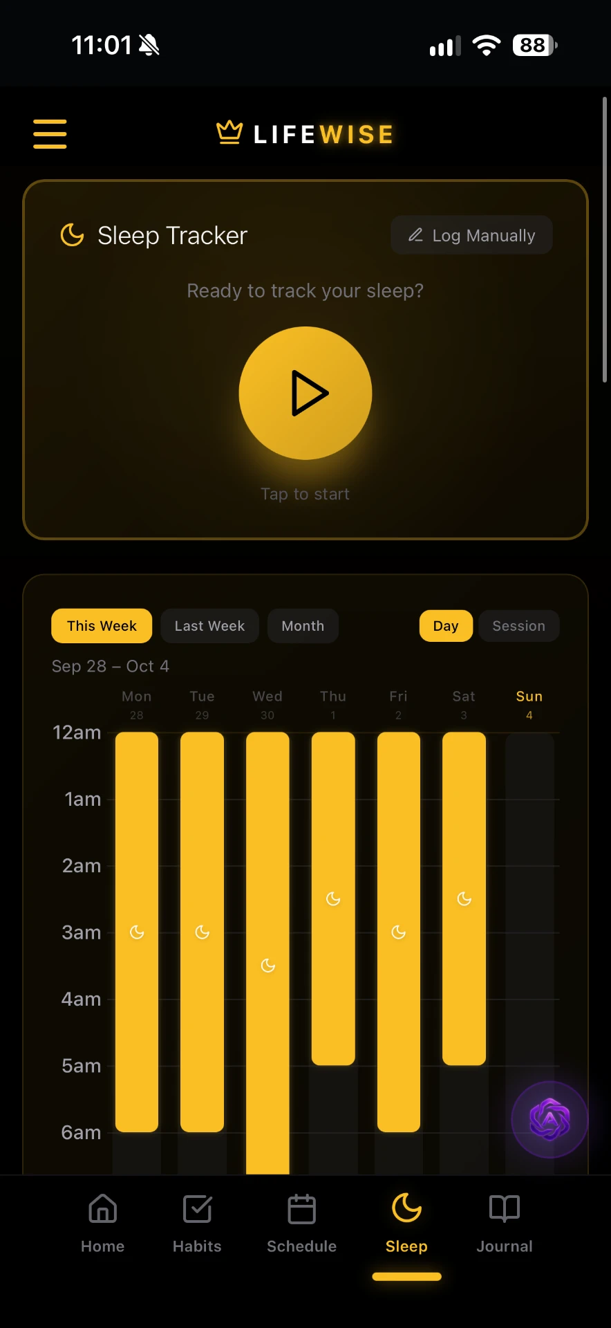 LifeWise Sleep screen